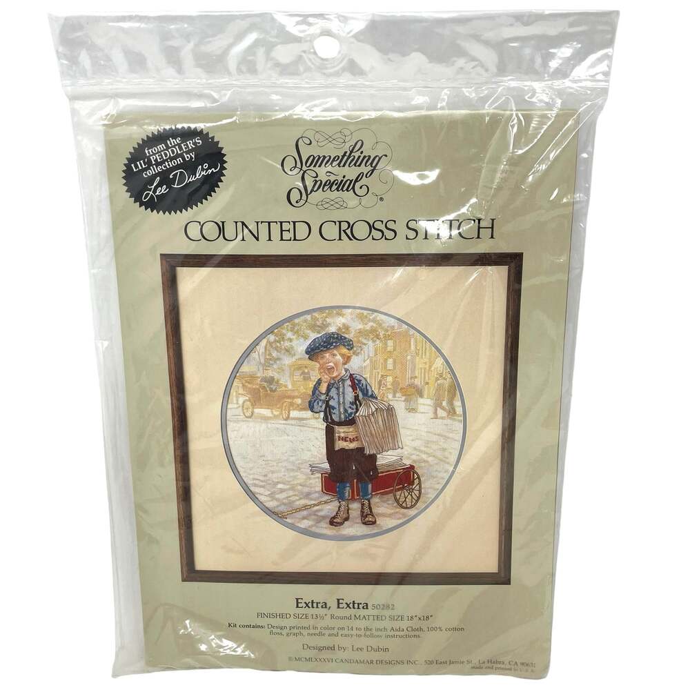 Something Special Counted Cross Stitch Kit “Extra,Extra”#50282 Vintage 1986 NEW